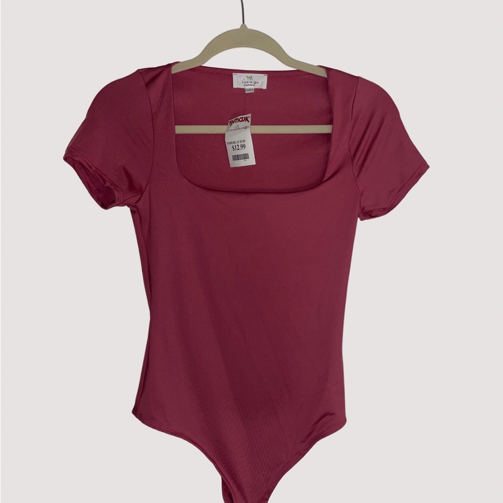 Live in the Moment Burgundy Square Neck Short Sleeve Bodysuit
